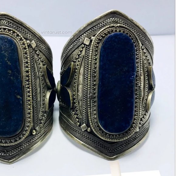 Single  Afghan Stone Big Cuff Bracelet, Tribal Cuff, Boho Cuff, Handmade - Picture 3 of 4